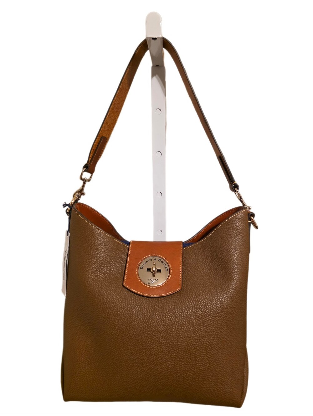Dooney & Bourke Turn Lock Pebbled Leather Sac 30 Shoulder Bag In Bark NWT